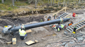 Picture depicting Balticconnector’s repair and commissioning phases’ last onshore connection works.Photo credit: Gasgrid Finland