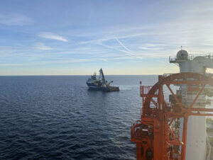 Decorative picture. Ships repairing Balticconnector at sea. Photo credit: Ocean Installer & Equinor